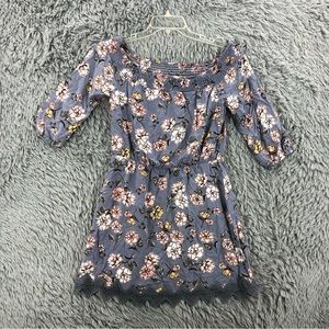 Three Pink Hearts Dress Womens Medium Flower Lace Trim Floral